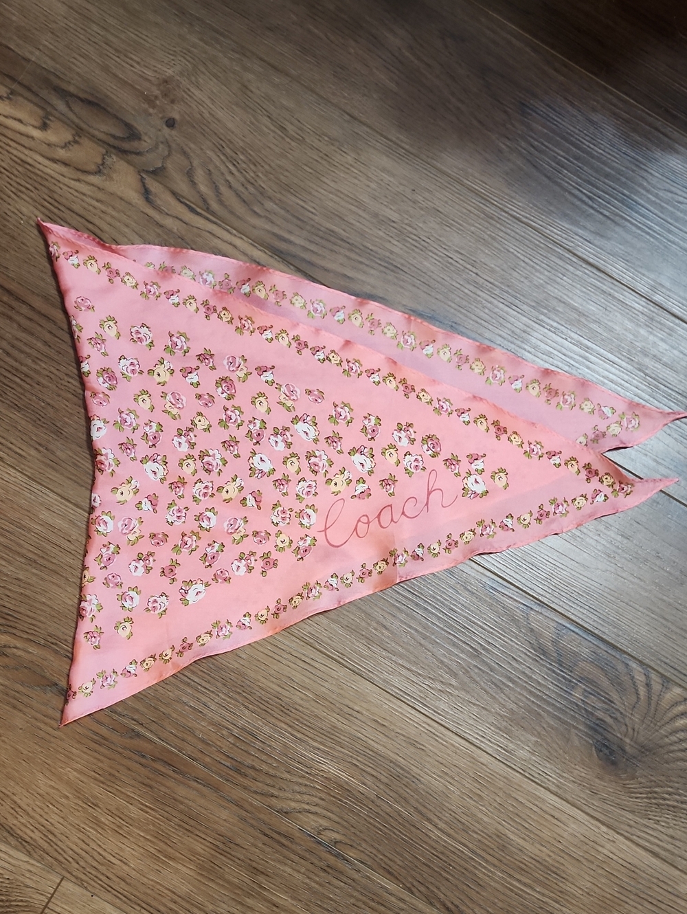 Coach Pink Tea Rose Silk Diamond Scarf